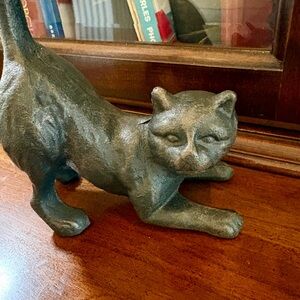 Cast Iron Cat Figurine Doorstop Tissue Holder
